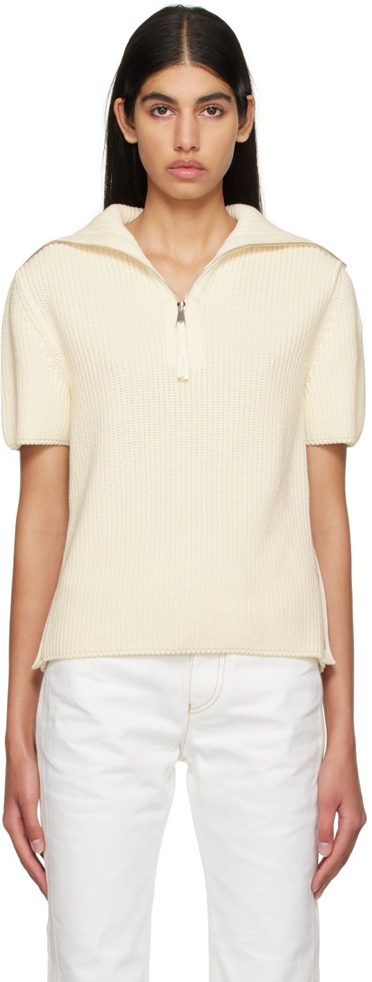 Moncler Half-zip Cotton Turtleneck Sweater In White
