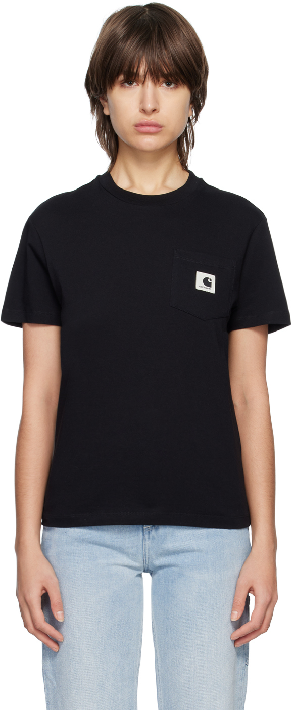 Carhartt Nelson Cropped Cotton Jersey T-shirt In Black