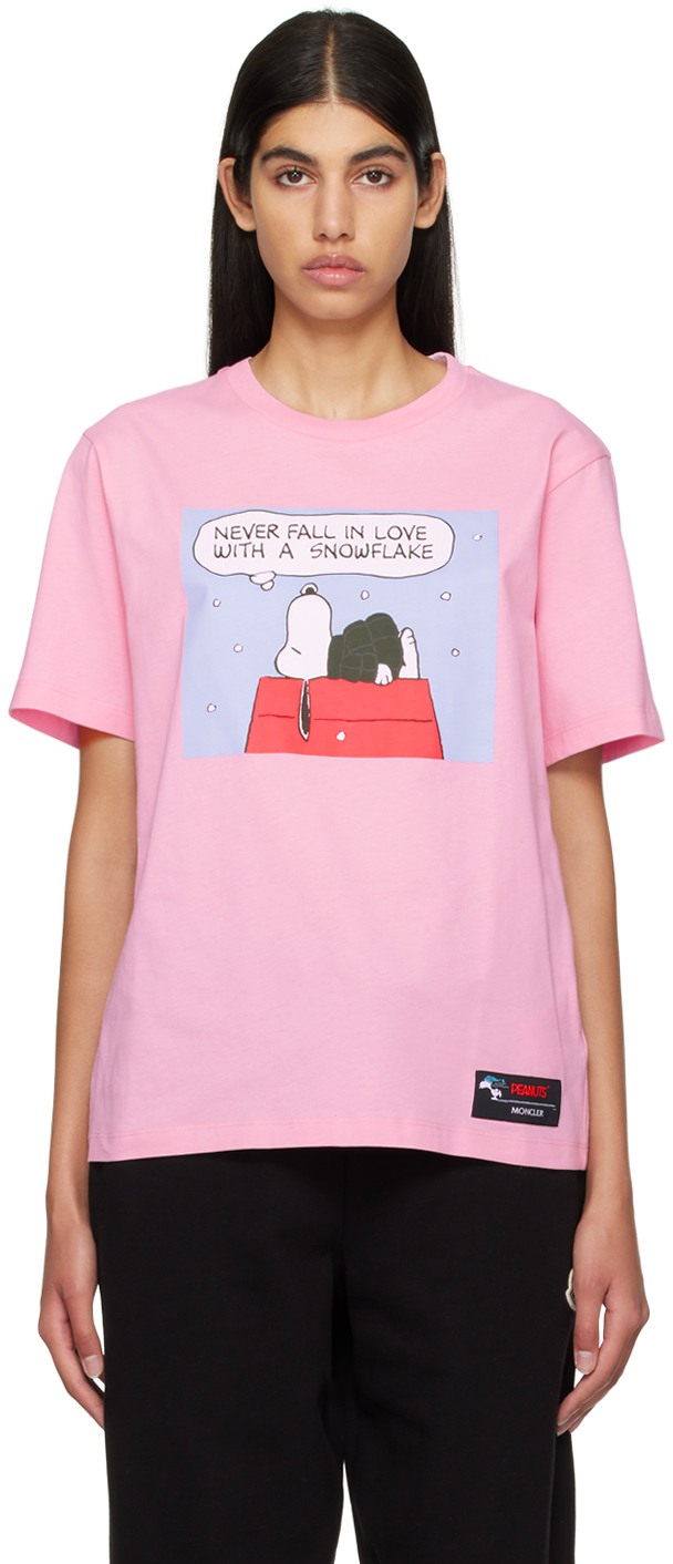Shop Moncler Pink Peanuts T-shirt In 502 Pink