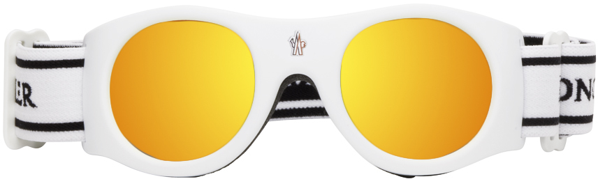 Moncler White Ski Goggles In 21u White / Red Mirr