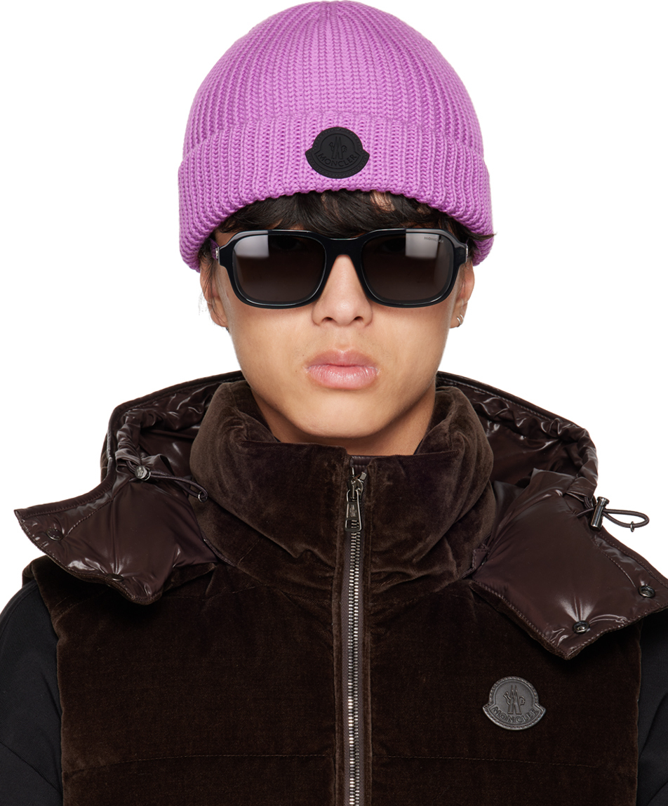 Shop Moncler Pink Rib Beanie In 54g Pink