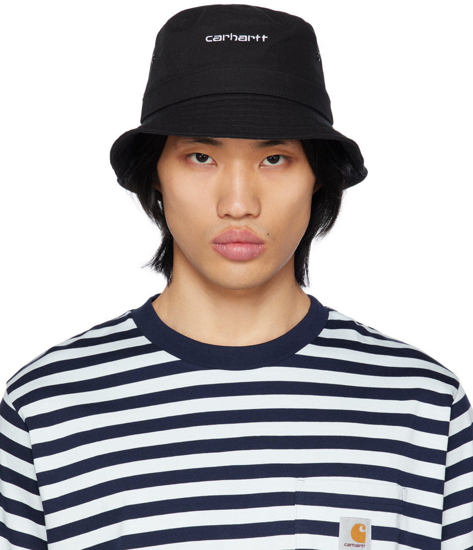 Shop Carhartt Black Script Bucket Hat In 0d2xx Black / White