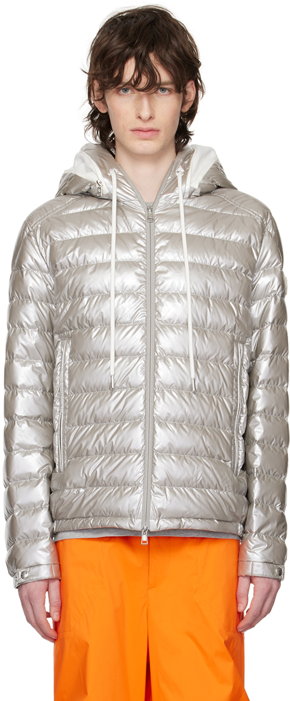 Moncler Akinari Hooded Down Jacket In Grey