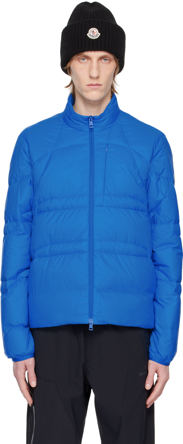 Moncler Blue Biham Short Down Jacket In 72k Blue