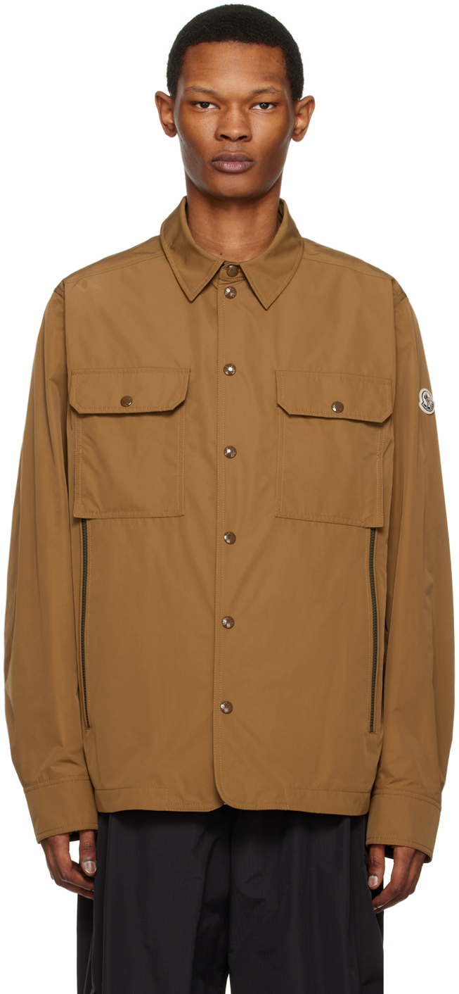 Moncler Callaqui Linen-blend Overshirt In 24l Brown