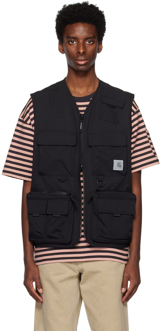 Four-pocket Zipped Vest In Black