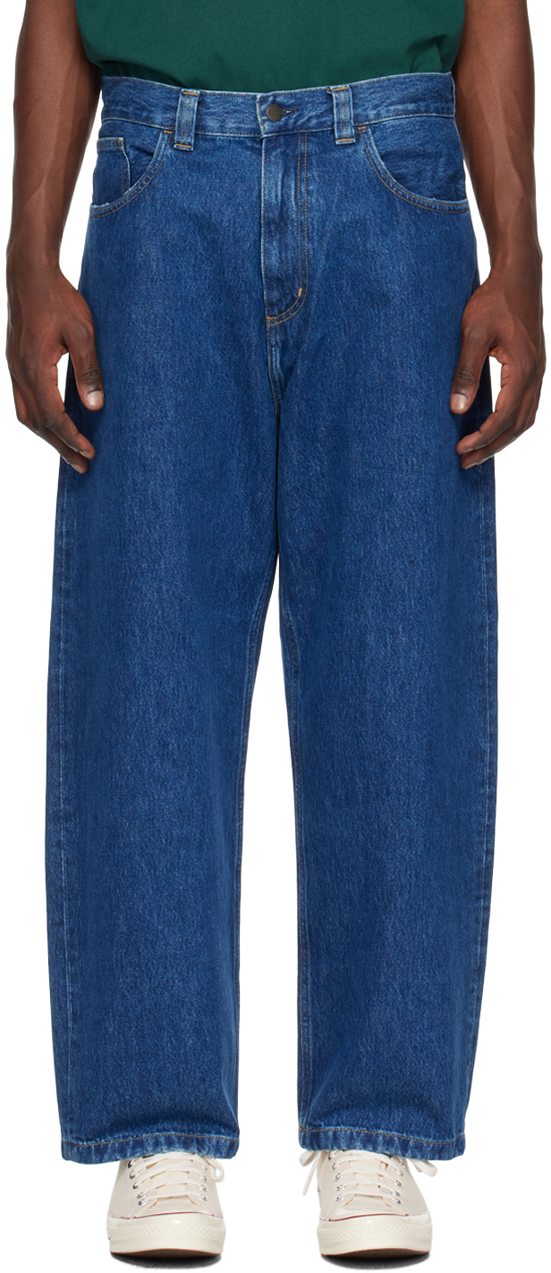 Carhartt Wip Logo Patch Straight Leg Jeans In Blue