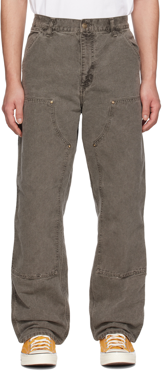 Carhartt Work In Progress: Gray Double Knee Trousers | SSENSE Canada