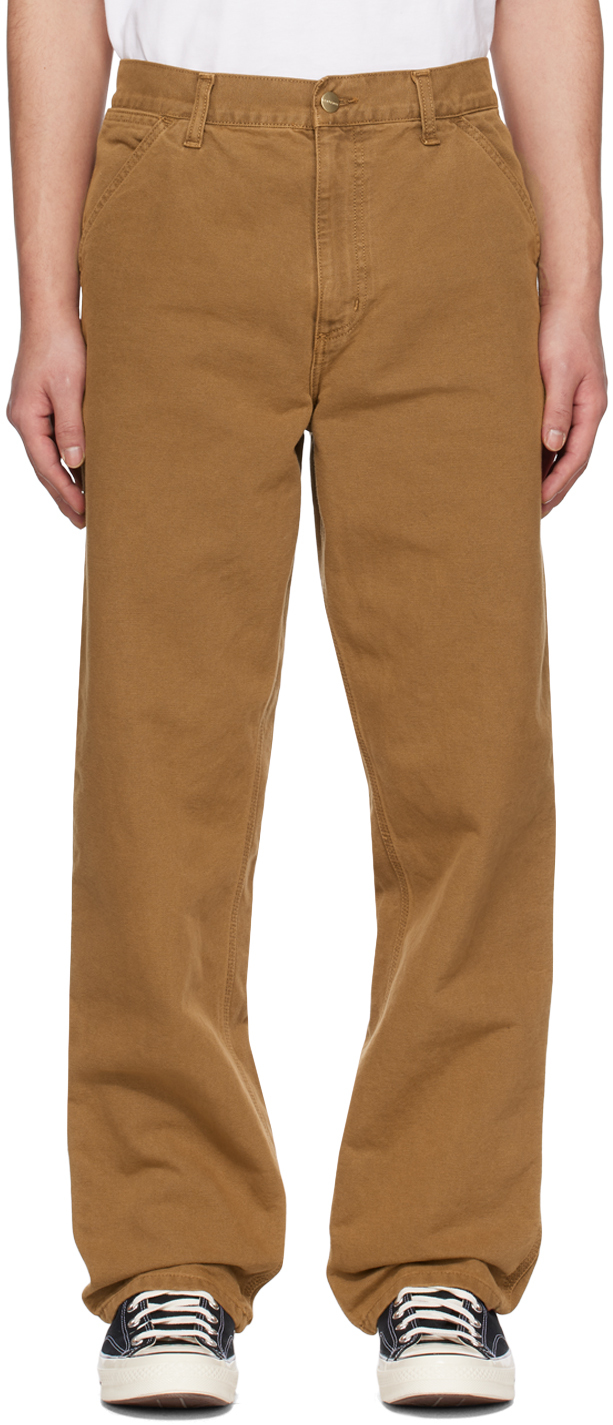 Shop Carhartt Brown Single Knee Trousers In 1cnfh Tamarind
