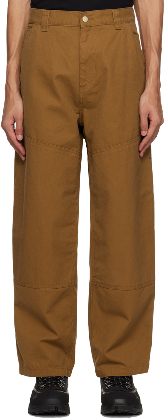 Shop Carhartt Brown Wide Panel Trousers In Hz2 Hamilton Brown
