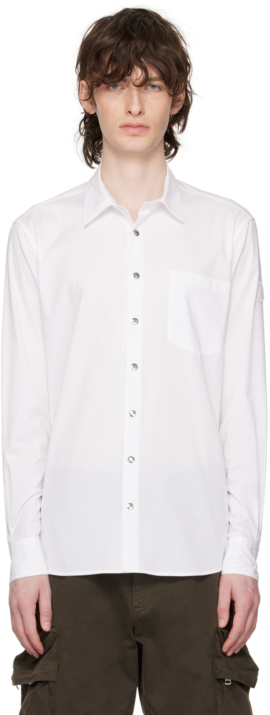 Moncler White Press-stud Shirt In 001 White