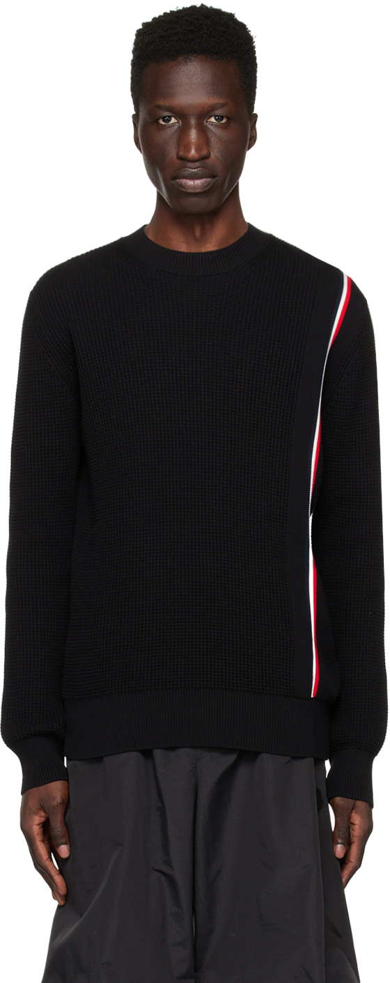 Shop Moncler Black Stripe Sweater In 999 Black