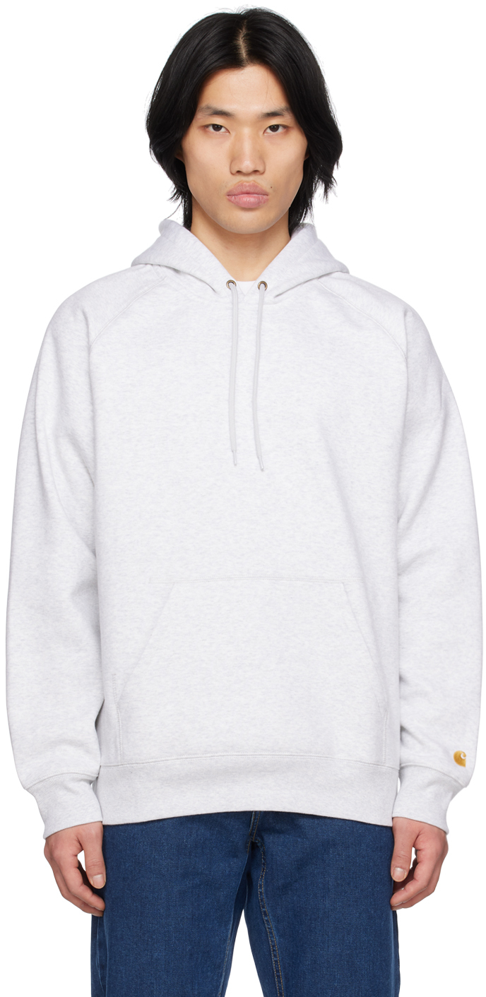 Carhartt Gray Chase Hoodie In 00j Ash Heather / Go