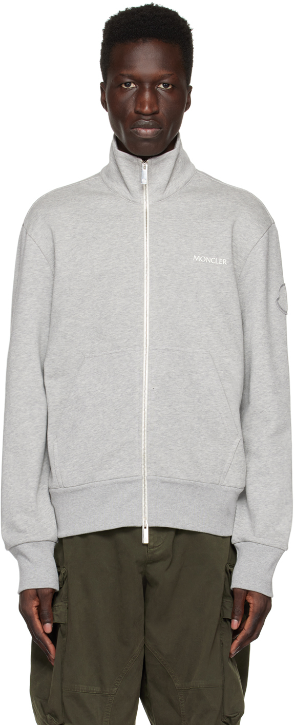 Moncler: Gray Zip-Up Sweater | SSENSE UK