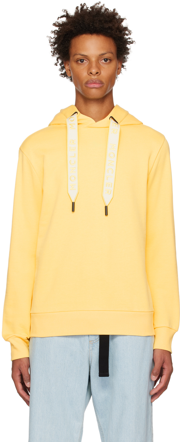 Moncler Yellow Embroidered Drawstring Hoodie In 180 Yellow