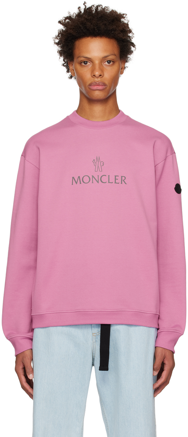 Shop Moncler Pink Crewneck Sweatshirt In 54g Pink