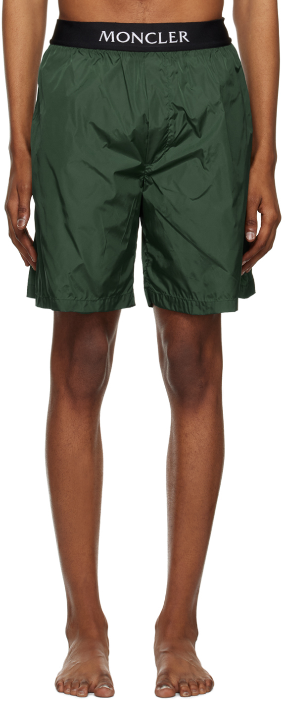 Moncler Green Three-pocket Swim Shorts In 866 Olive