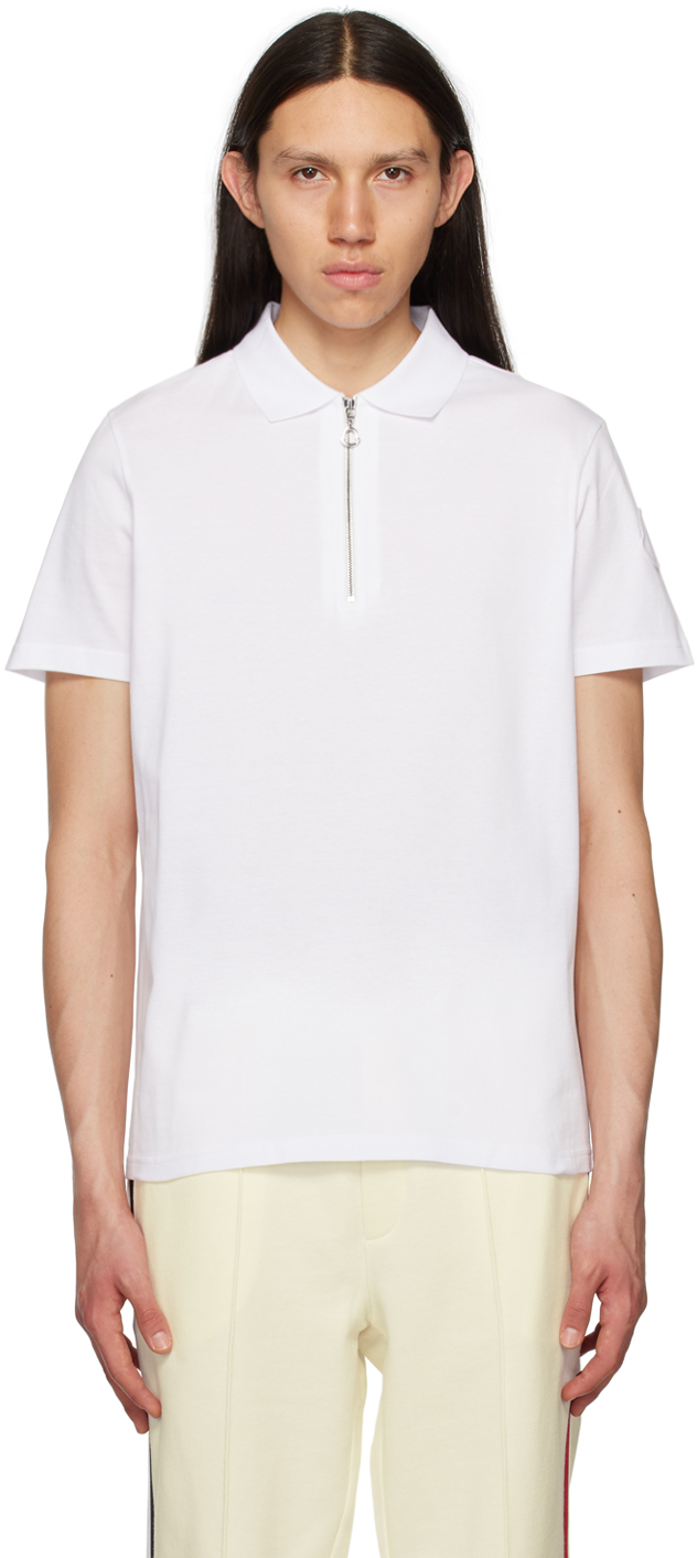 Moncler Zip-up Polo Shirt In White