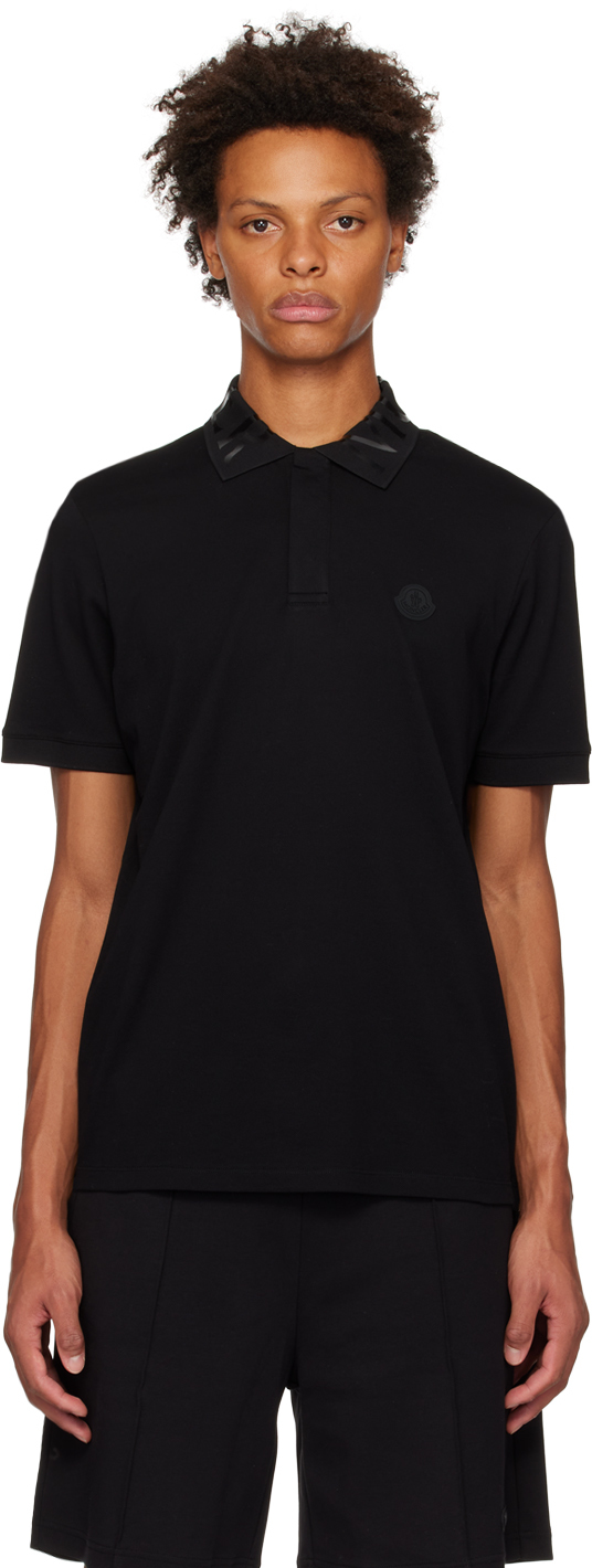 Black Concealed Placket Polo