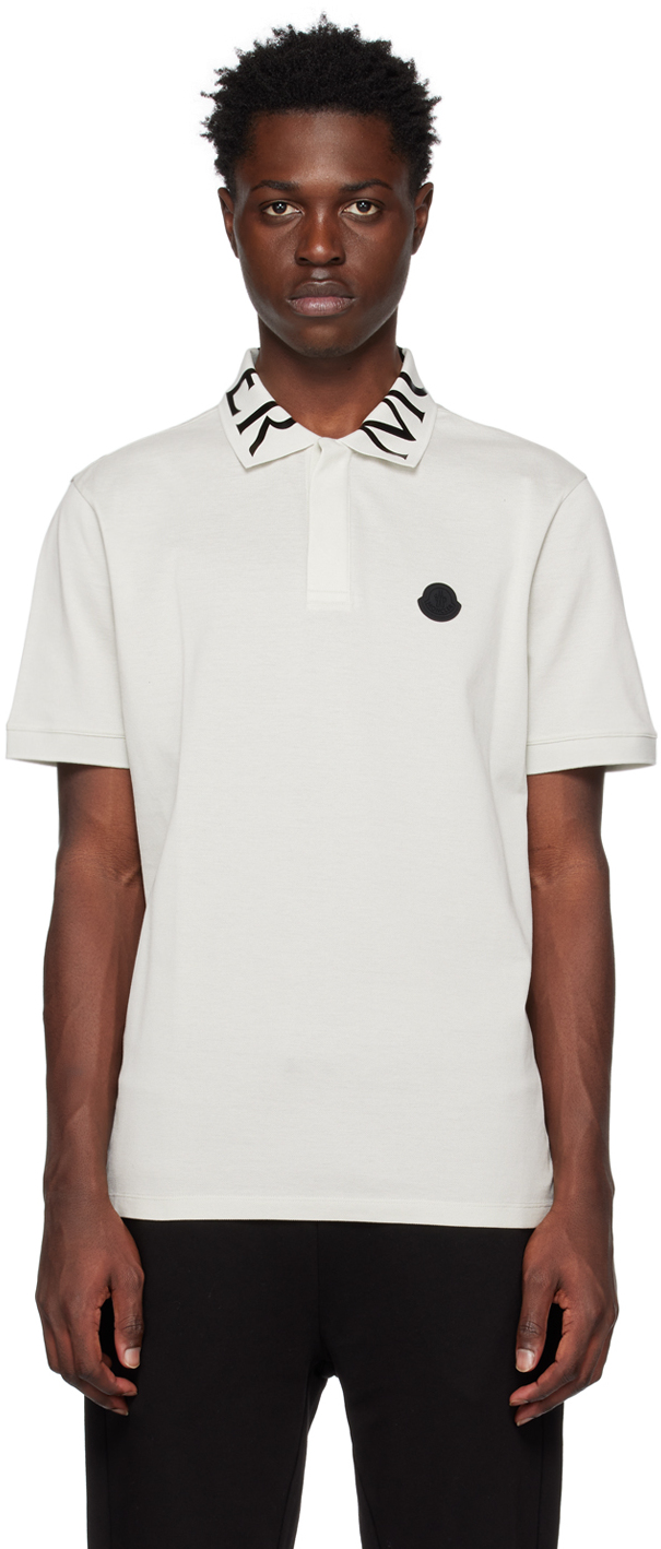 Moncler Green Patch Polo In 91r Ice