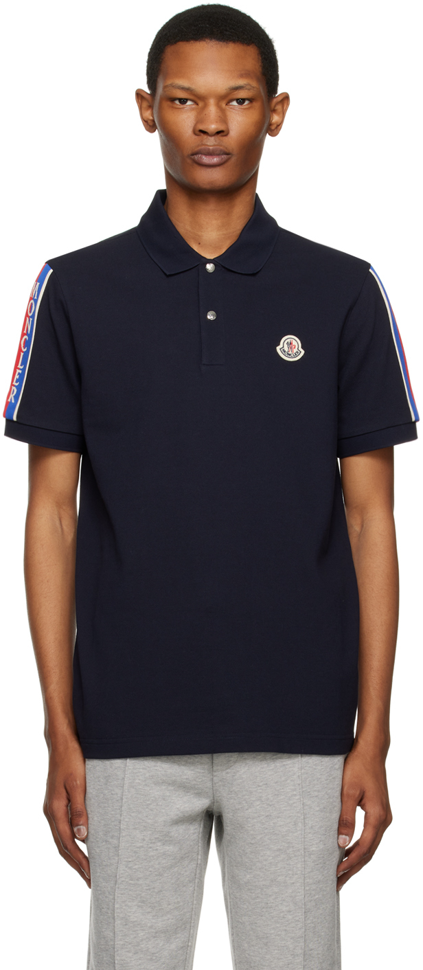 Moncler Navy Press-stud Polo In 77x Navy