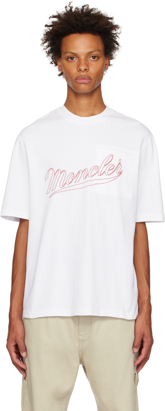 Moncler White Embroidered T-Shirt