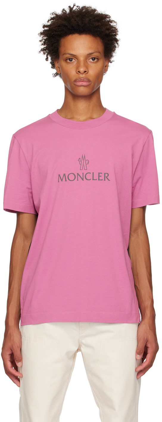 Moncler Pink Garment-washed T-shirt In 54g Pink