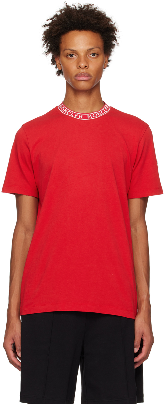 Moncler Red Garment-washed T-shirt In 477 Red