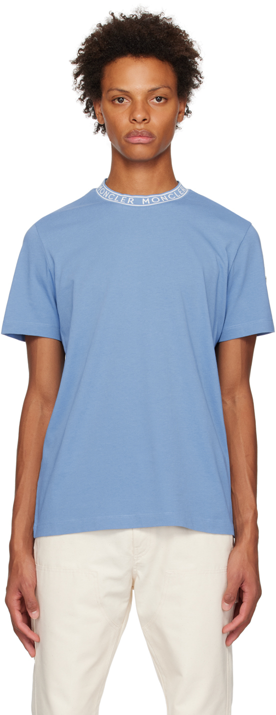 Moncler Blue Garment-Washed T-Shirt