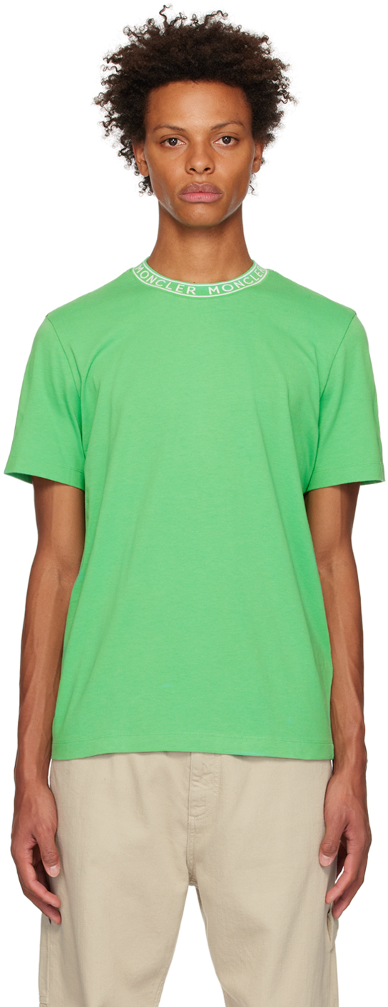 Moncler Green Garment-Washed T-Shirt