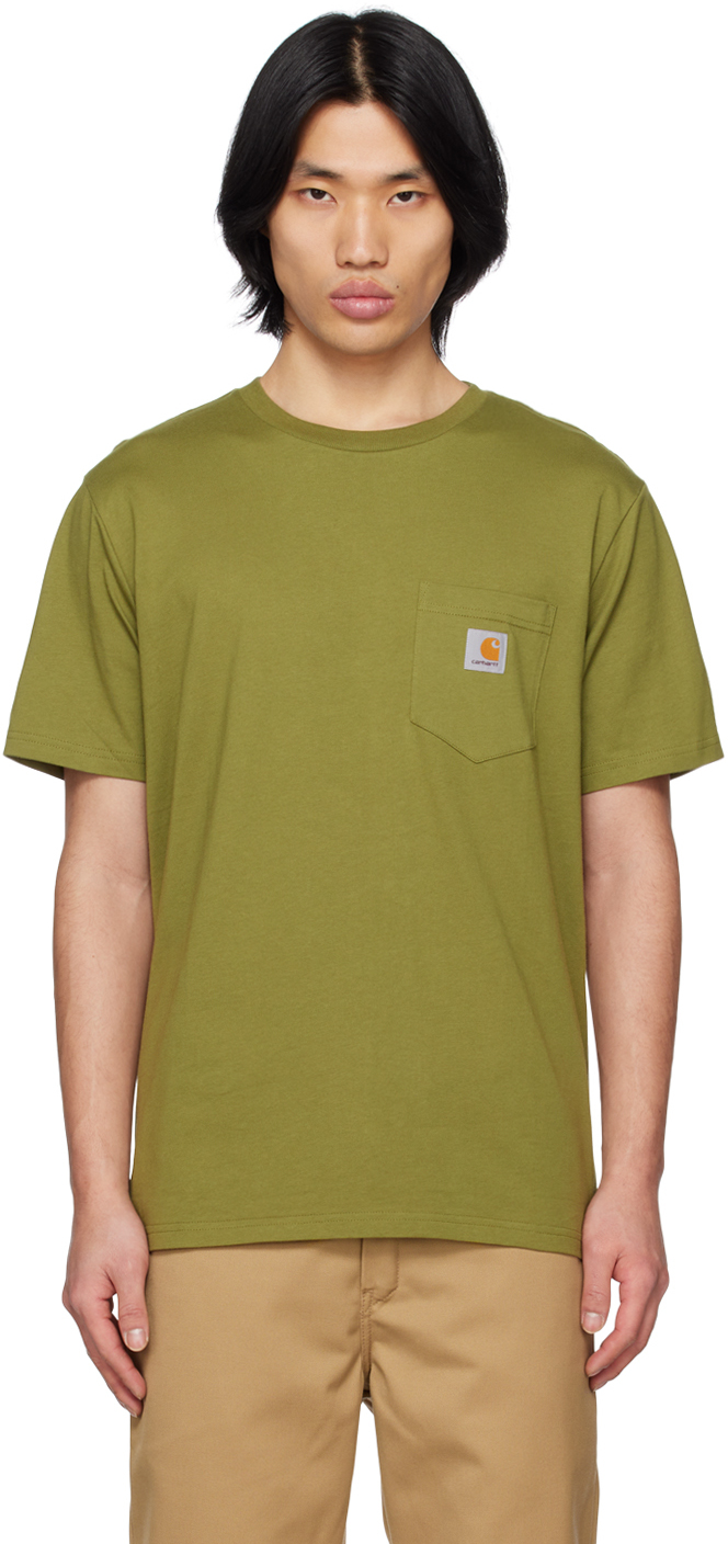 Carhartt Green Patch Pocket T-shirt In 1d0xx Kiwi