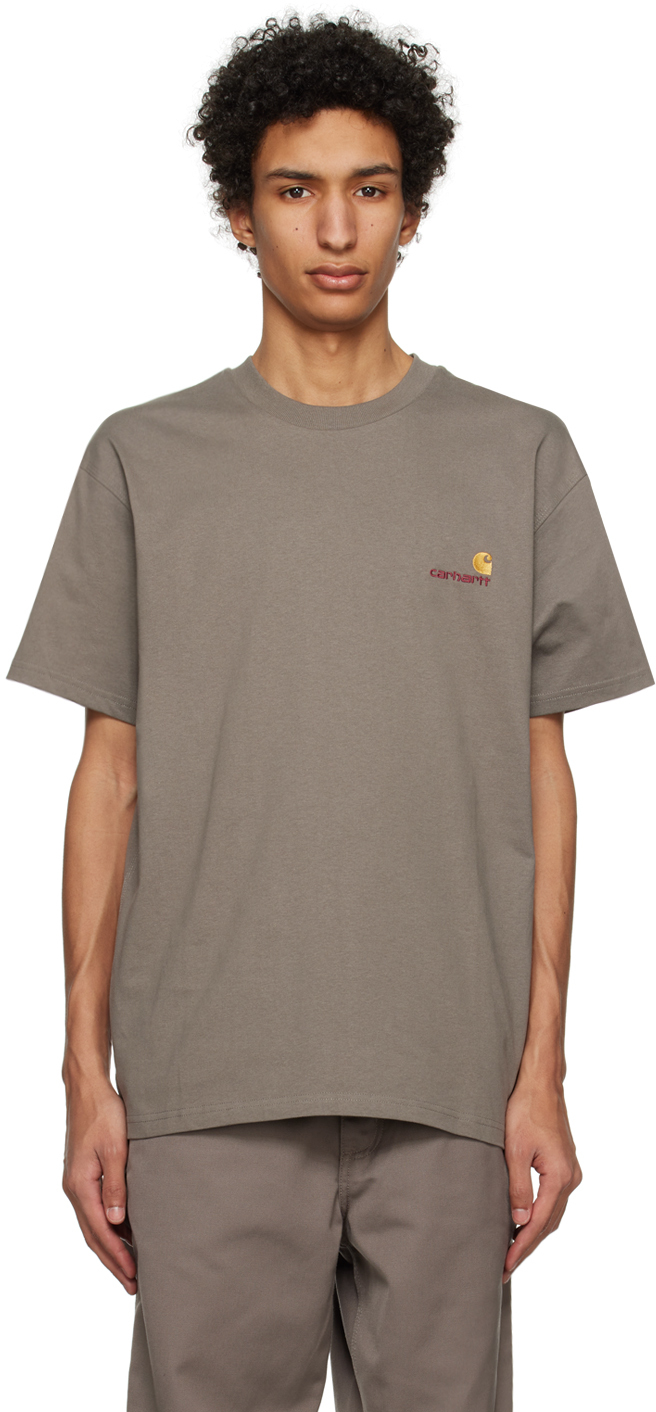 Carhartt Taupe American Script T-shirt In 1crxx Teide