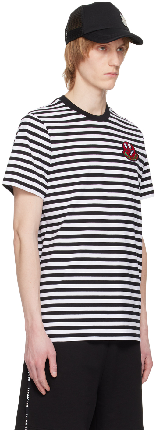 MONCLER BLACK & WHITE STRIPED T-SHIRT 