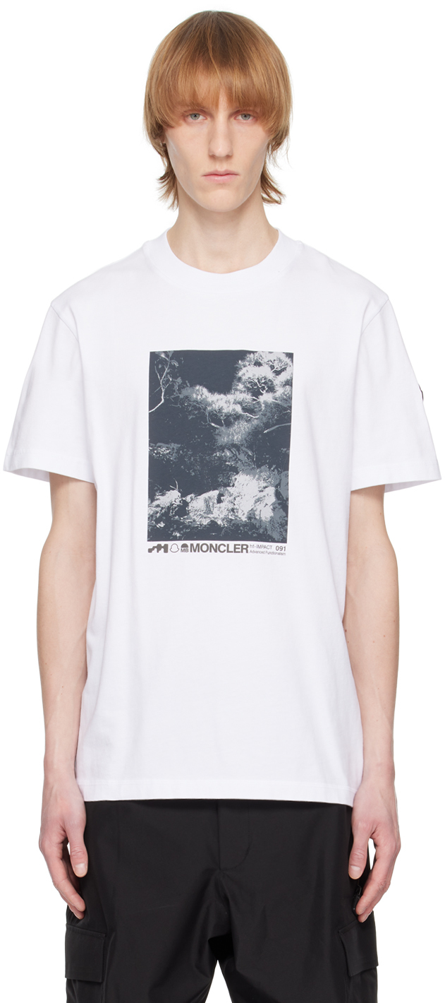 Moncler White Printed T-shirt In 001 White
