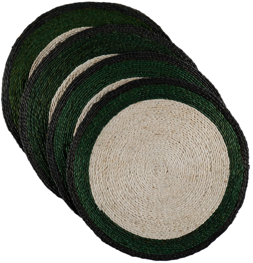 Misette Green Hand-woven Dyed Jute Placemat Set In Dark Green