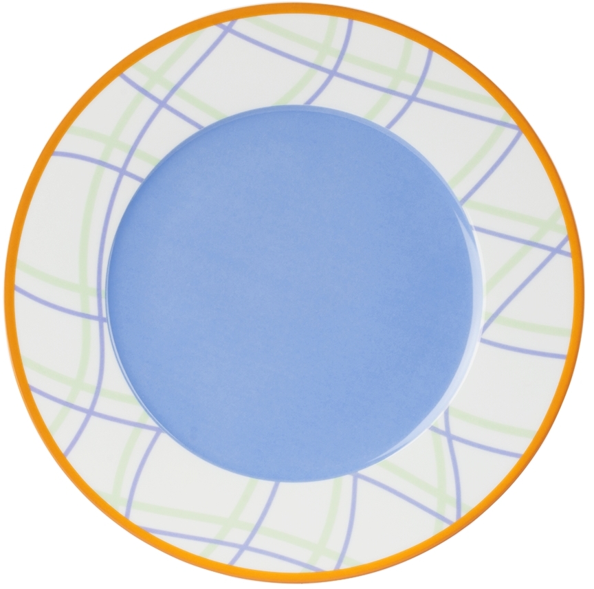 Misette White Grid Dinner Plate Set, 4 Pcs In Grid
