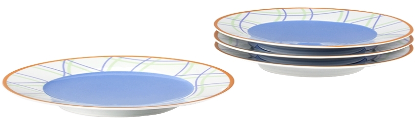 Misette White Grid Dinner Plate Set, 4 Pcs In Grid