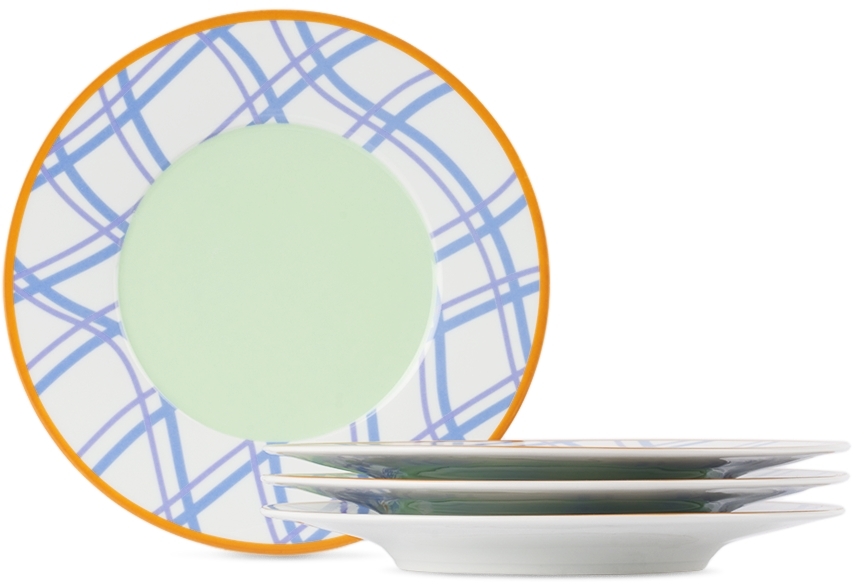 Misette Set Of 4 Porcelain Salad Plates In Grid