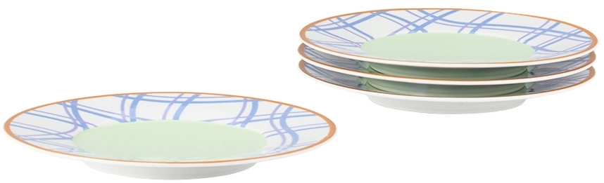 Misette Set Of 4 Porcelain Salad Plates In Grid