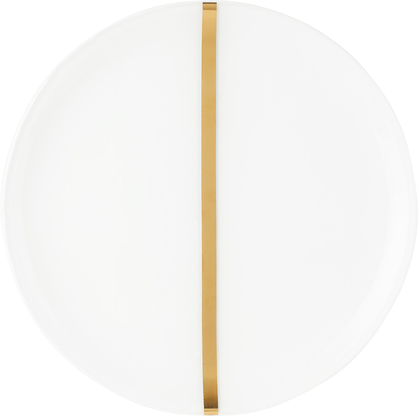 Les-ottomans White Murano Gold Dinner Plate In White & Gold
