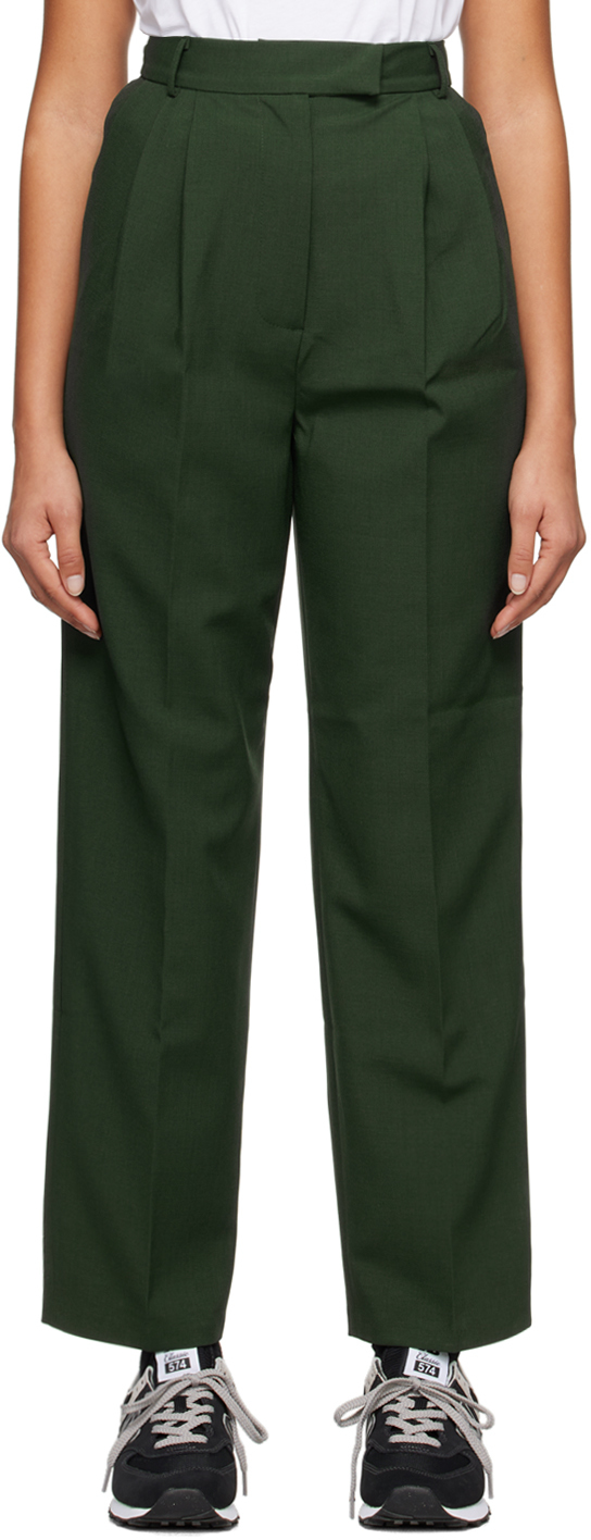 Shop The Frankie Shop Green Bea Trousers In Forest Green