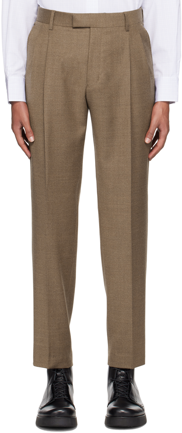 Tiger Of Sweden Brown Pleated Trousers In 1da-iced Coffee