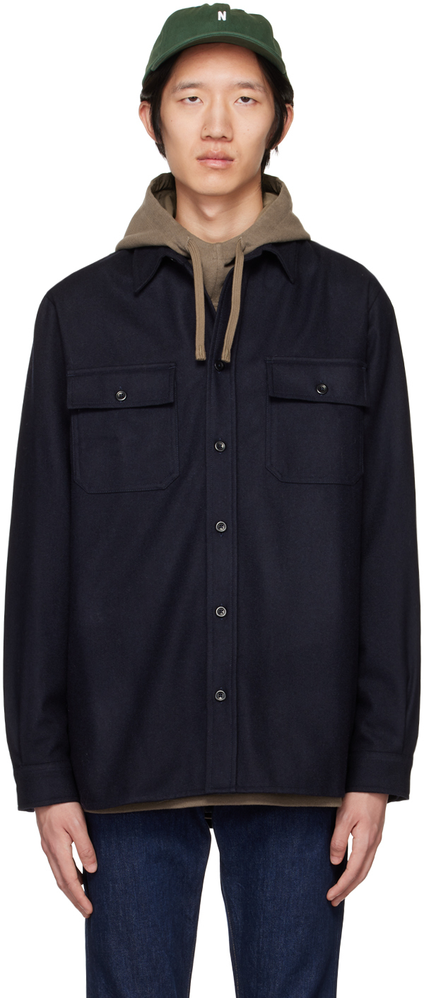 Norse Projects Navy Silas Shirt In Dark Navy