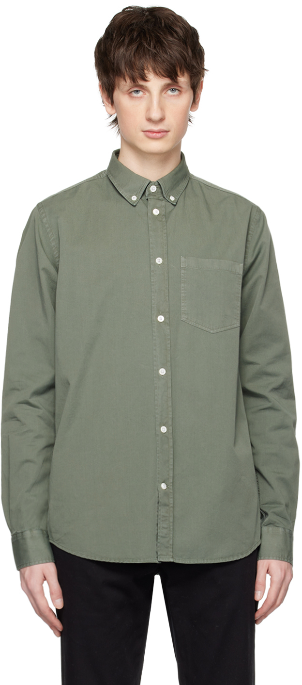 Norse Projects Green Anton Shirt In Dried Sage Green