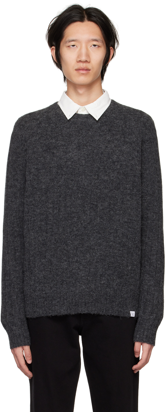 Norse Projects Gray Sigfred Sweater In Charcoal Melange