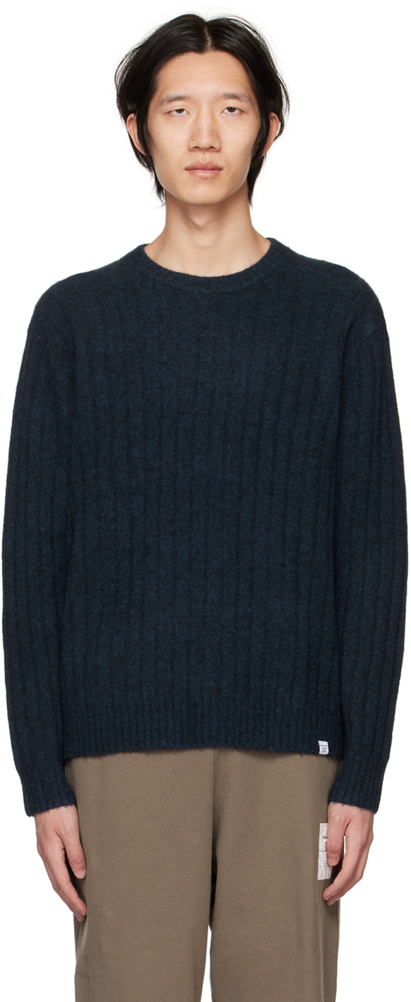 Norse Projects Navy Sigfred Sweater In Charcoal Melange