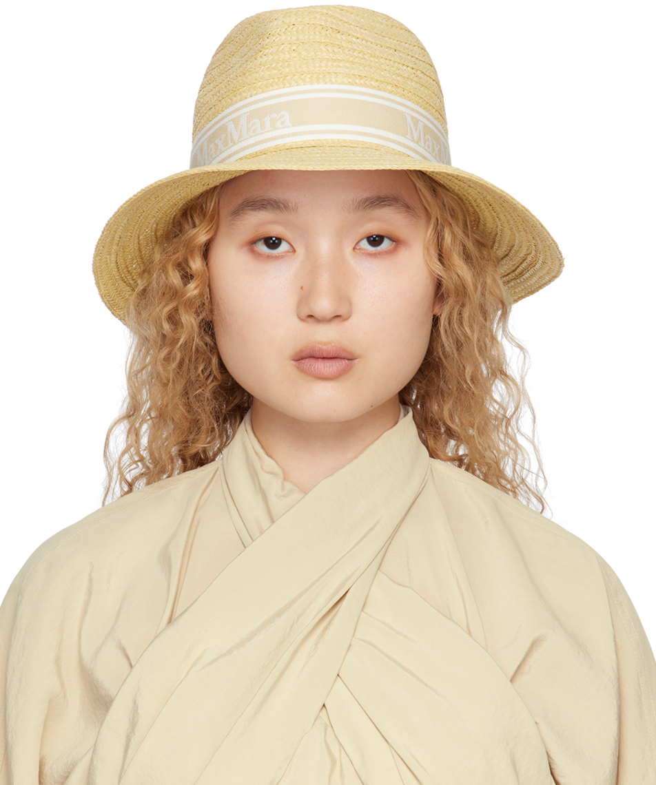 Shop Max Mara Tan Chiffon Hat In 003 Natural