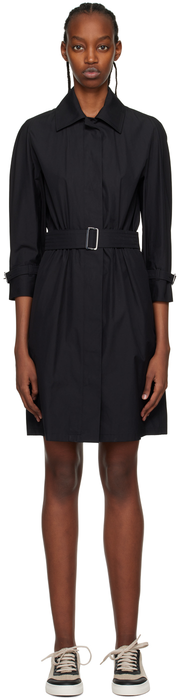 Max Mara Saio Belted Cotton-poplin Shirt Dress In Black