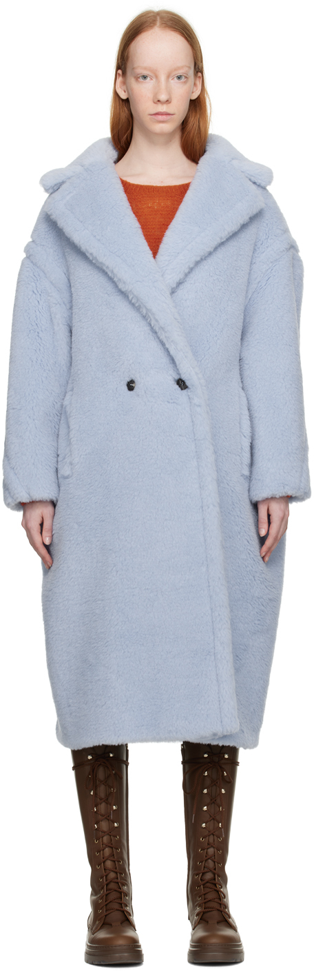 Shop Max Mara Blue Tedgirl Coat In 007 Light Blue