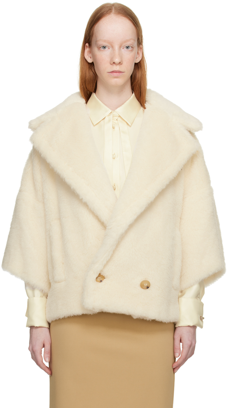 Max Mara Riga Double-breasted Alpaca, Wool And Silk-blend Jacket In White